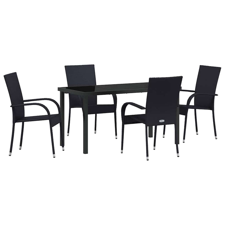 Have Spisebordssæt 5 pcs Sort Pulverlakeret stål