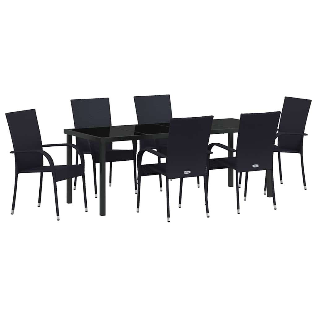 Have Spisebordssæt 7 pcs Sort Pulverlakeret stål