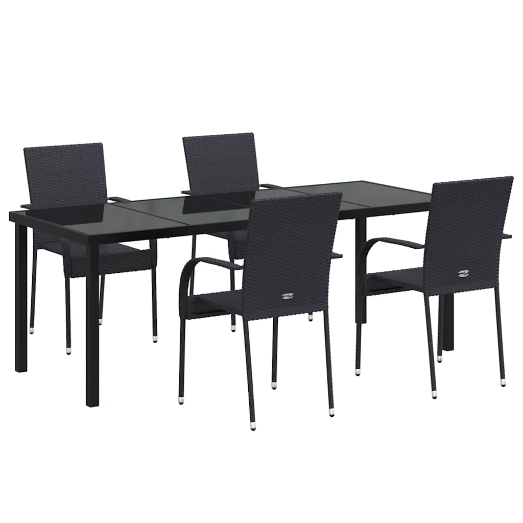 Have Spisebordssæt 5 pcs Sort Pulverlakeret stål