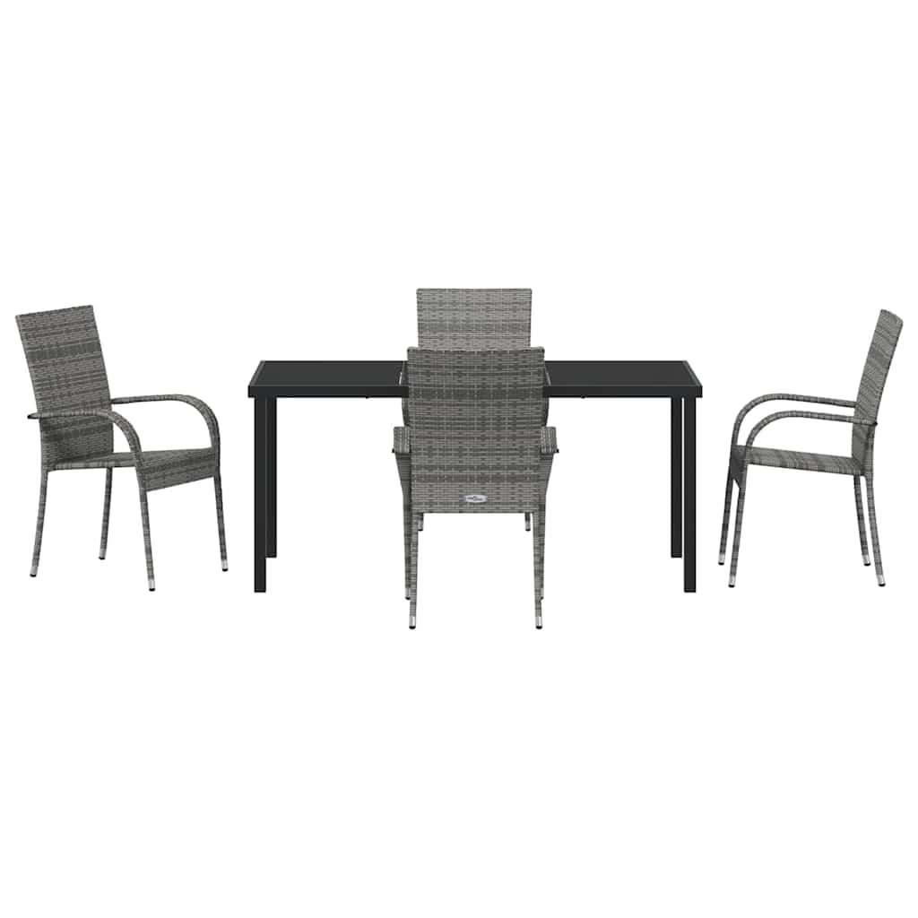 Have Spisebordssæt 5 pcs Grå Pulverlakeret stål