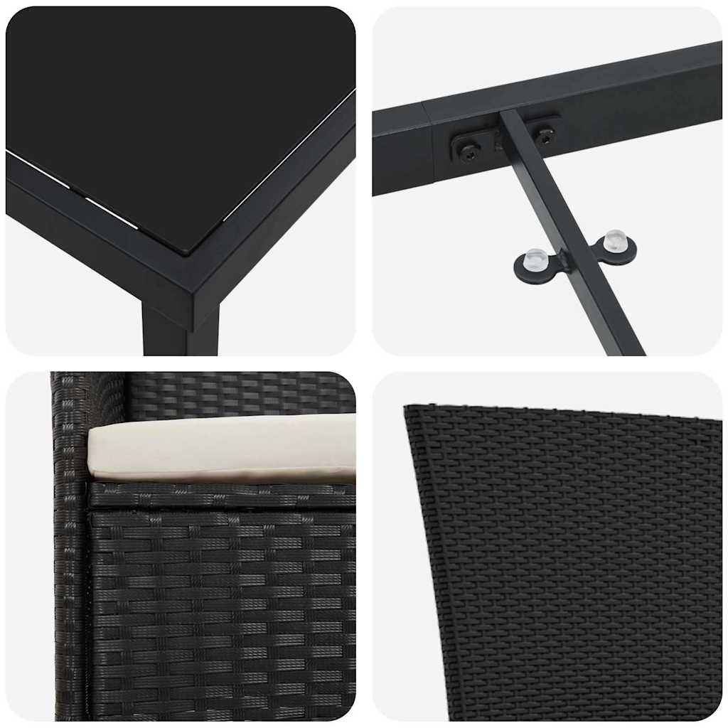 Have Spisebordssæt med pude 3 pcs Sort Pulverlakeret stål