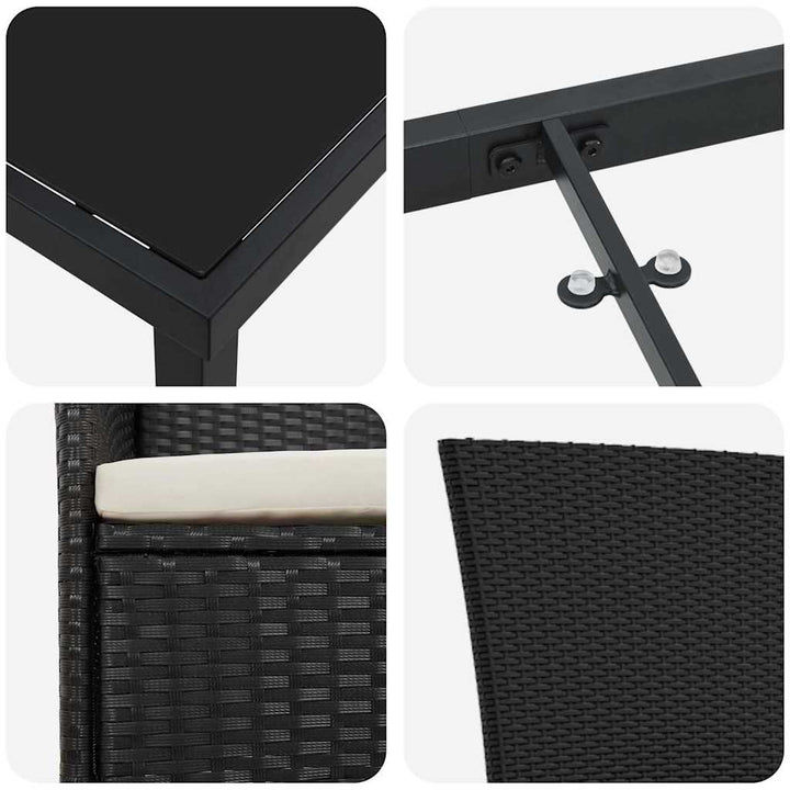 Have Spisebordssæt med pude 3 pcs Sort Pulverlakeret stål