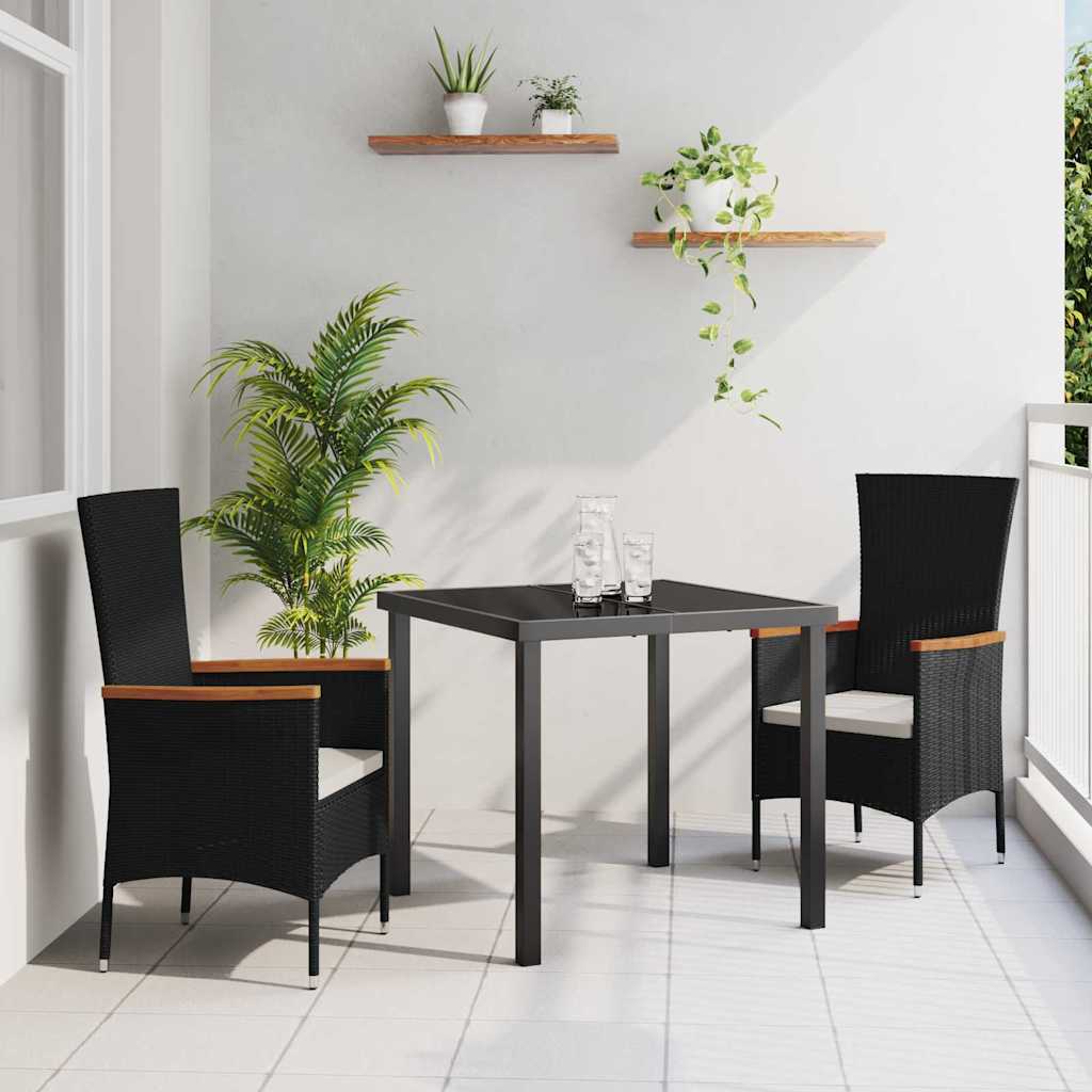 Have Spisebordssæt med pude 3 pcs Sort Pulverlakeret stål