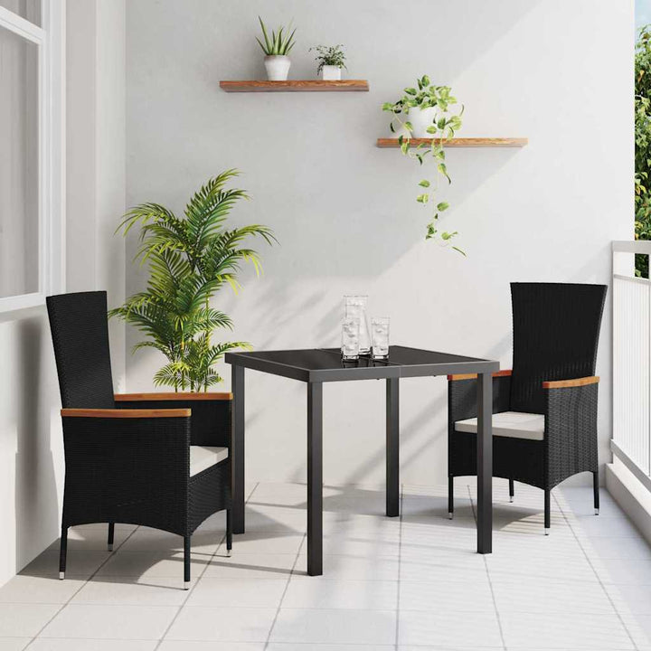 Have Spisebordssæt med pude 3 pcs Sort Pulverlakeret stål