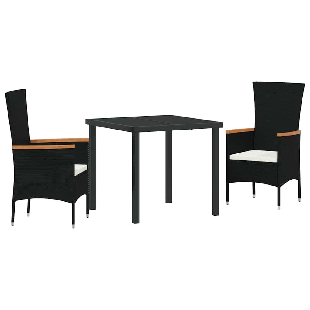 Have Spisebordssæt med pude 3 pcs Sort Pulverlakeret stål