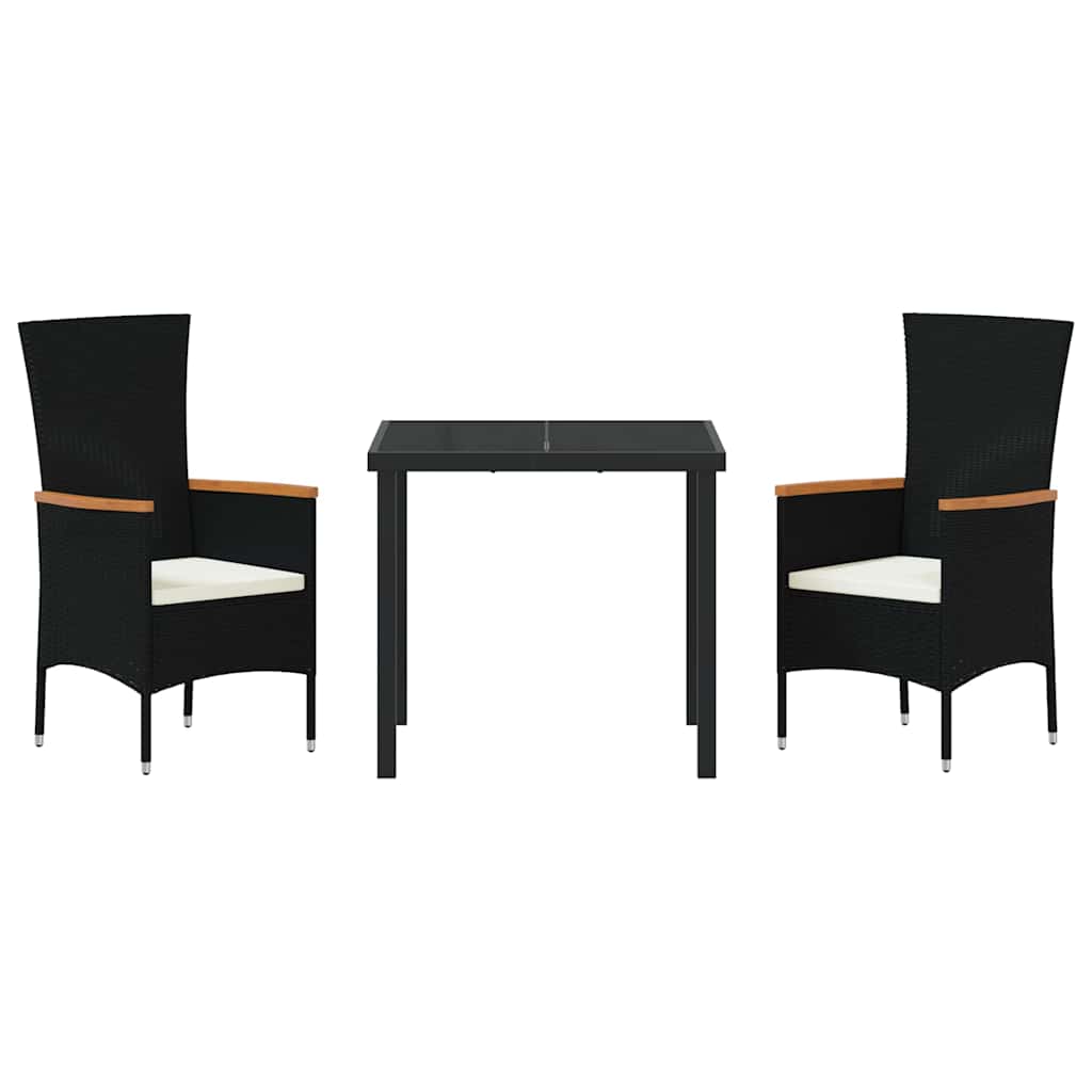 Have Spisebordssæt med pude 3 pcs Sort Pulverlakeret stål