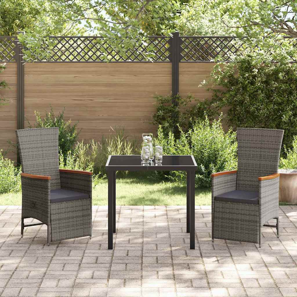 Have Spisebordssæt med pude 3 pcs Grå polyrattan