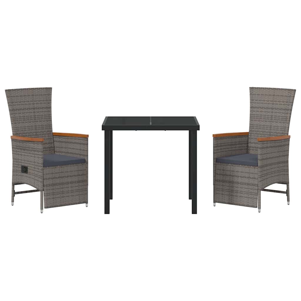 Have Spisebordssæt med pude 3 pcs Grå polyrattan