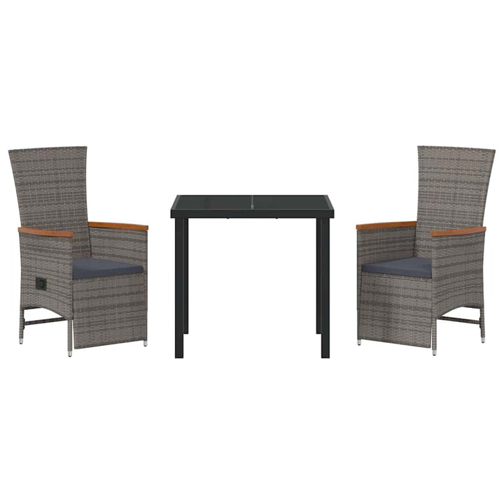 Have Spisebordssæt med pude 3 pcs Grå polyrattan