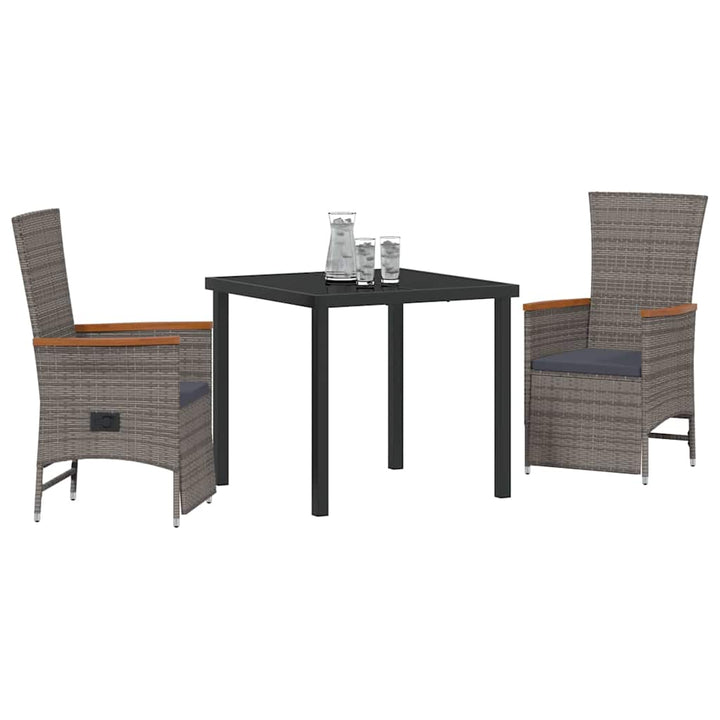 Have Spisebordssæt med pude 3 pcs Grå polyrattan