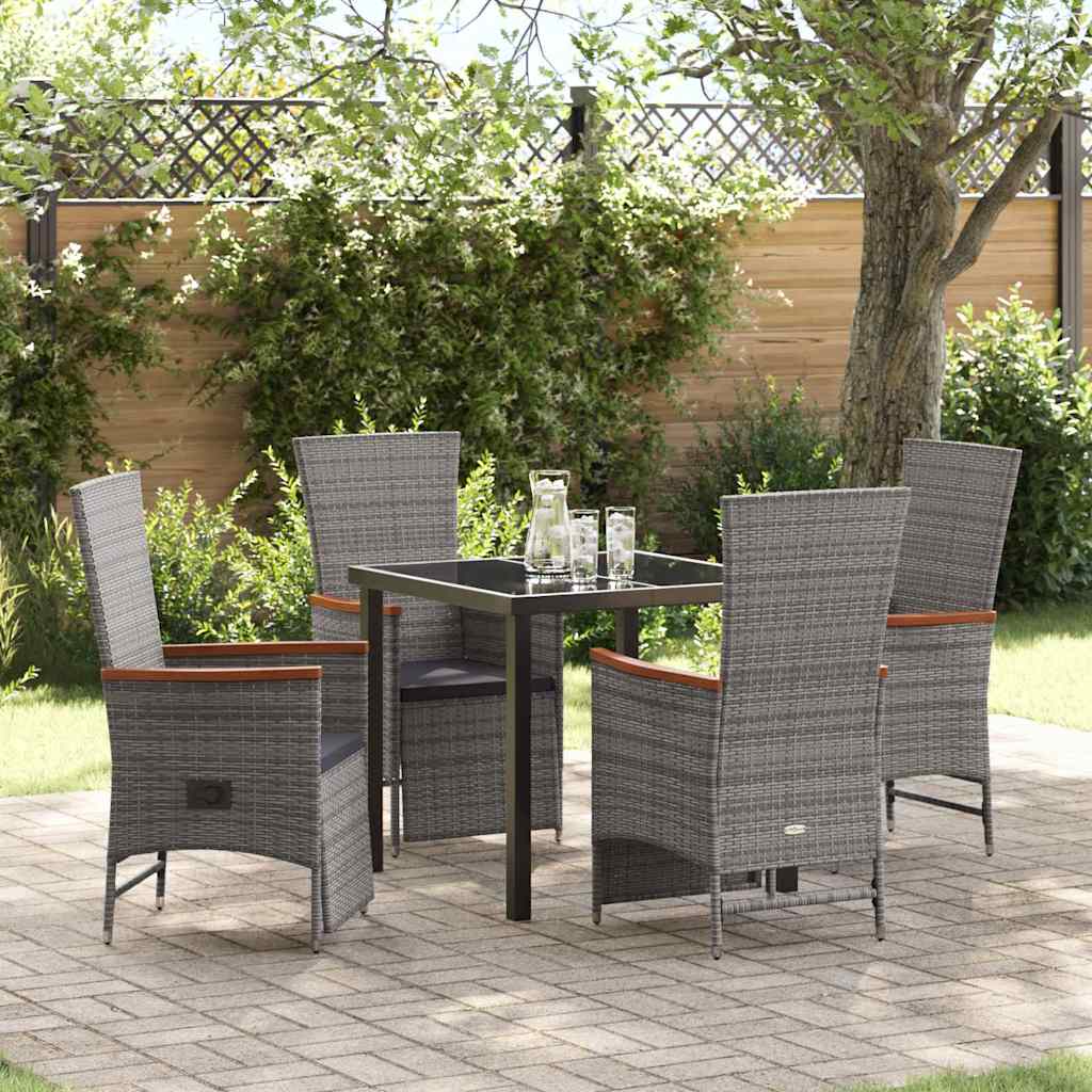 Have Spisebordssæt med pude 5 pcs Grå polyrattan