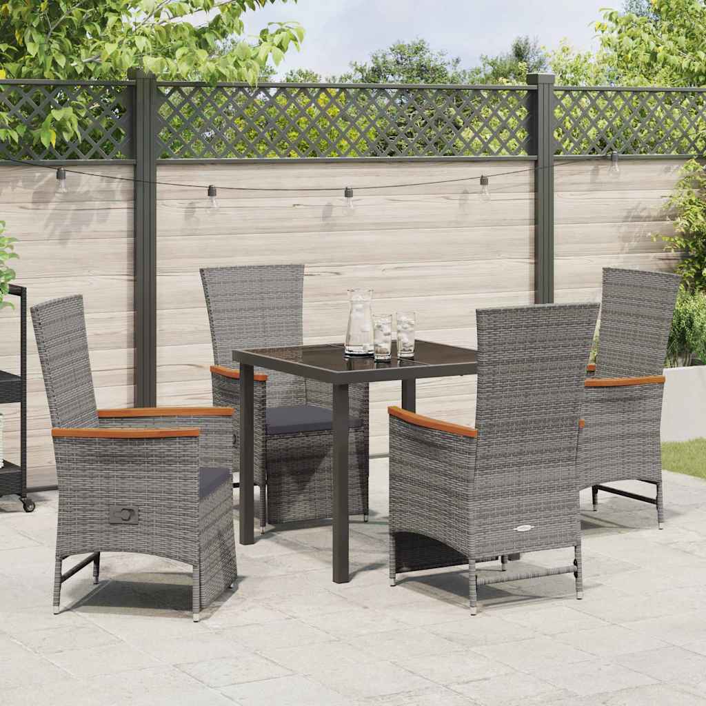 Have Spisebordssæt med pude 5 pcs Grå polyrattan