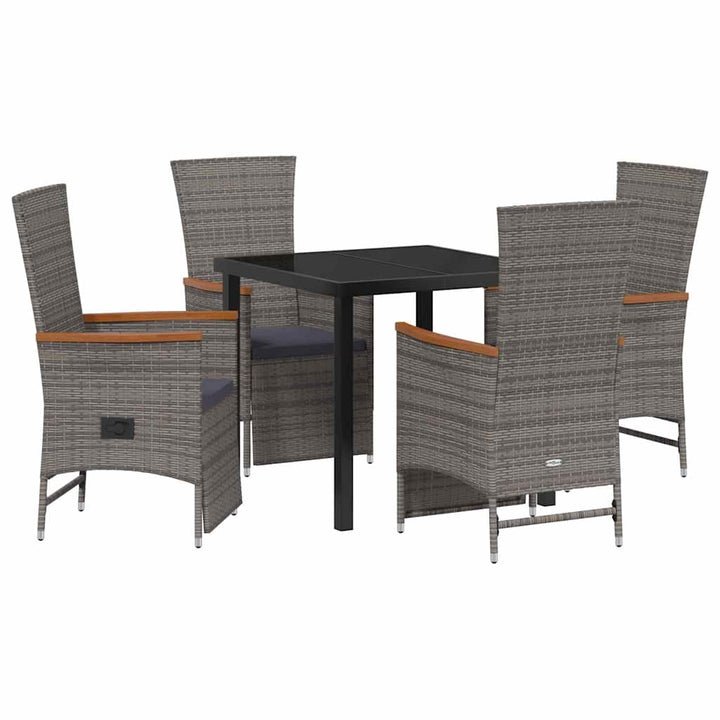 Have Spisebordssæt med pude 5 pcs Grå polyrattan