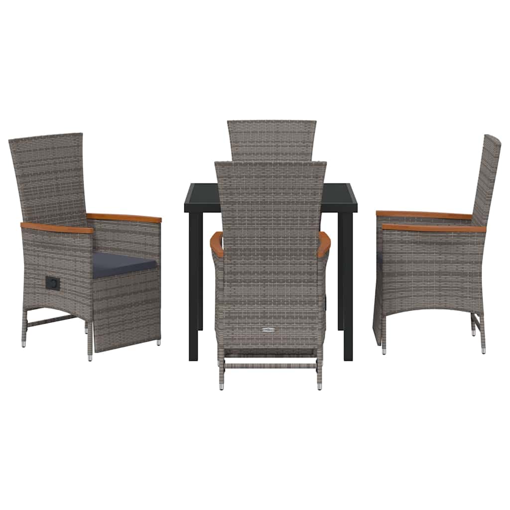 Have Spisebordssæt med pude 5 pcs Grå polyrattan