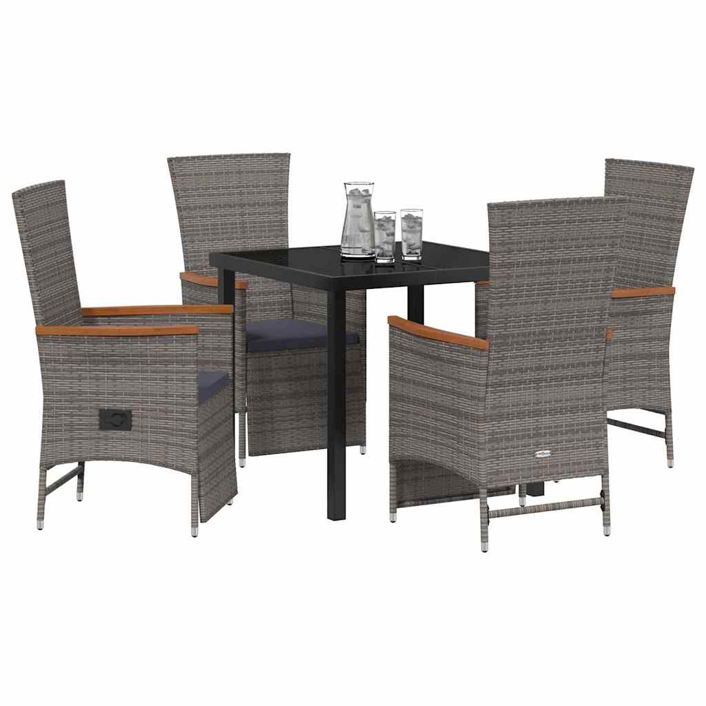Have Spisebordssæt med pude 5 pcs Grå polyrattan