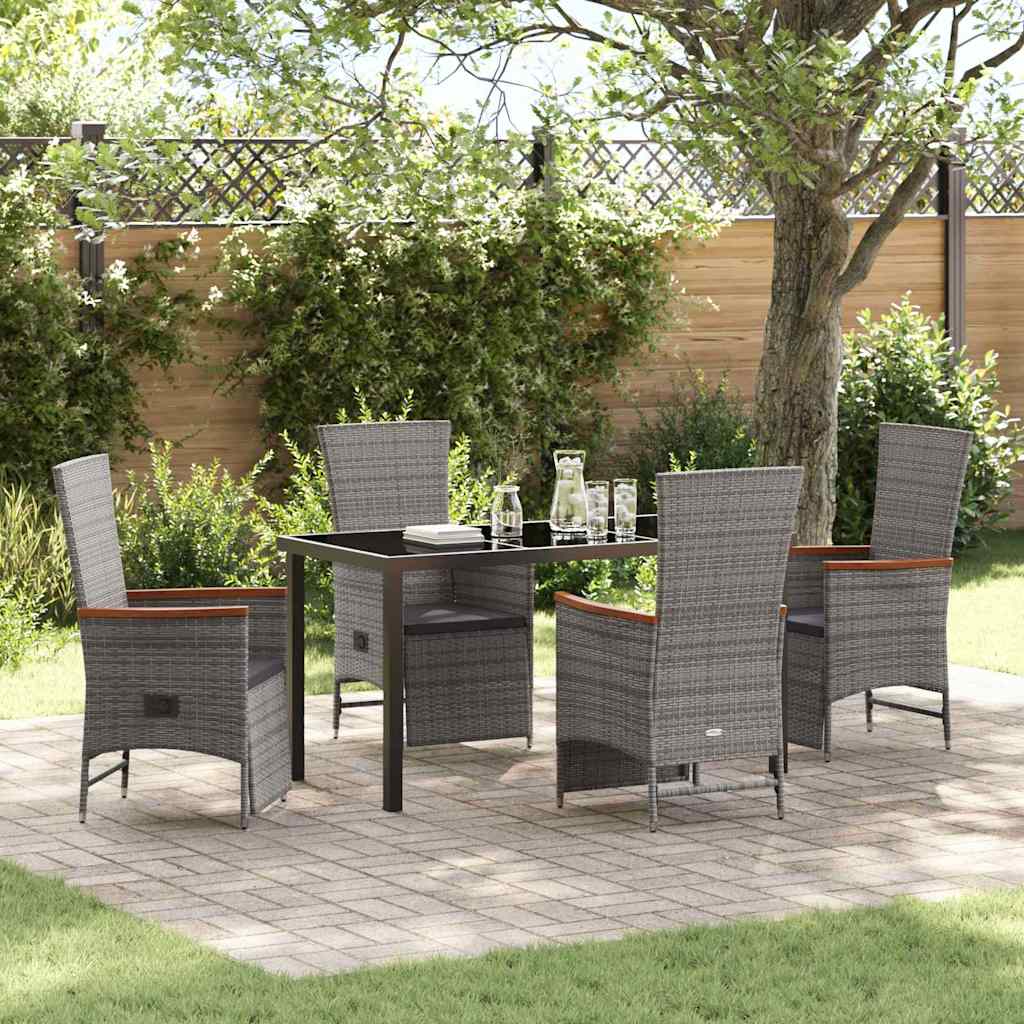 Have Spisebordssæt med pude 5 pcs Grå polyrattan