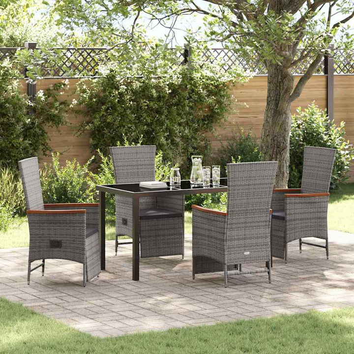Have Spisebordssæt med pude 5 pcs Grå polyrattan