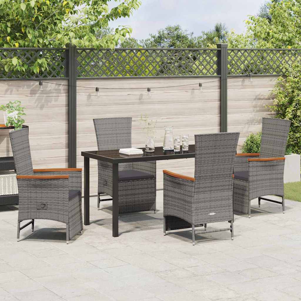 Have Spisebordssæt med pude 5 pcs Grå polyrattan