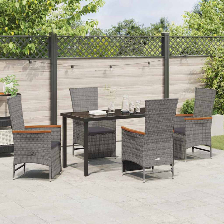 Have Spisebordssæt med pude 5 pcs Grå polyrattan