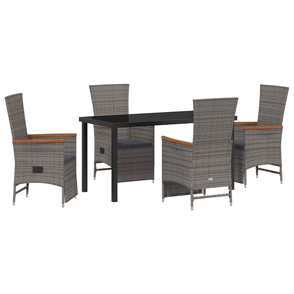 Have Spisebordssæt med pude 5 pcs Grå polyrattan