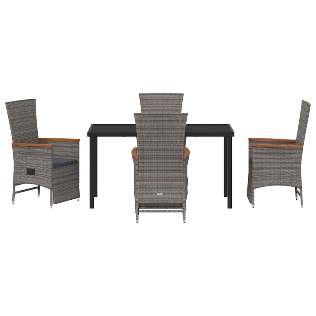 Have Spisebordssæt med pude 5 pcs Grå polyrattan