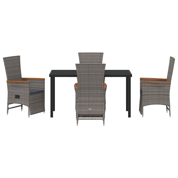 Have Spisebordssæt med pude 5 pcs Grå polyrattan