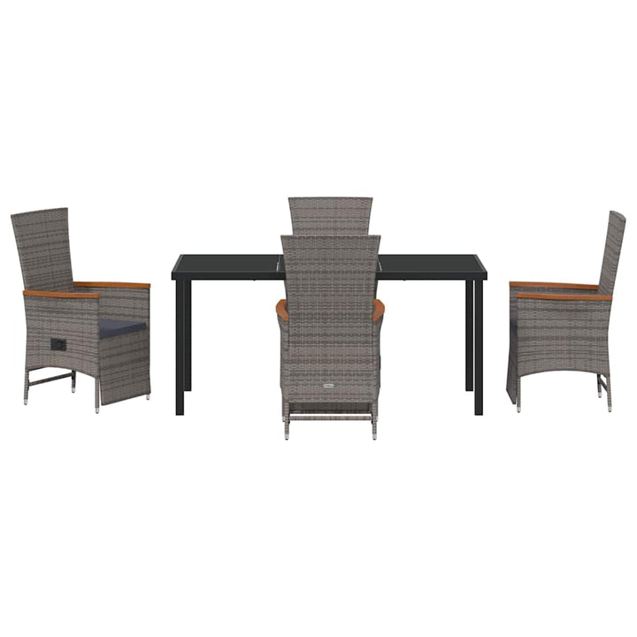 Have Spisebordssæt med pude 5 pcs Grå polyrattan