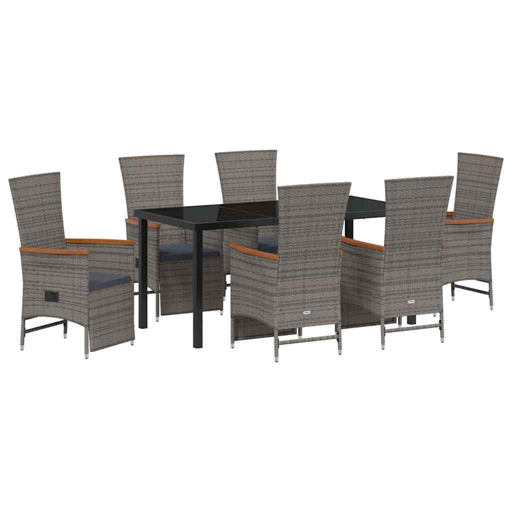Have Spisebordssæt med pude 7 pcs Grå polyrattan