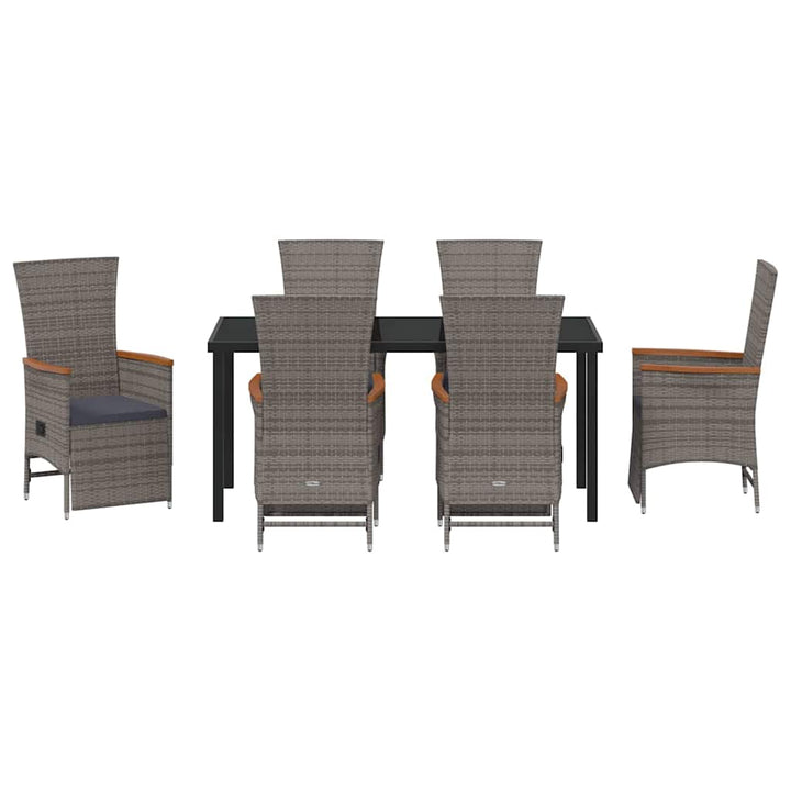 Have Spisebordssæt med pude 7 pcs Grå polyrattan