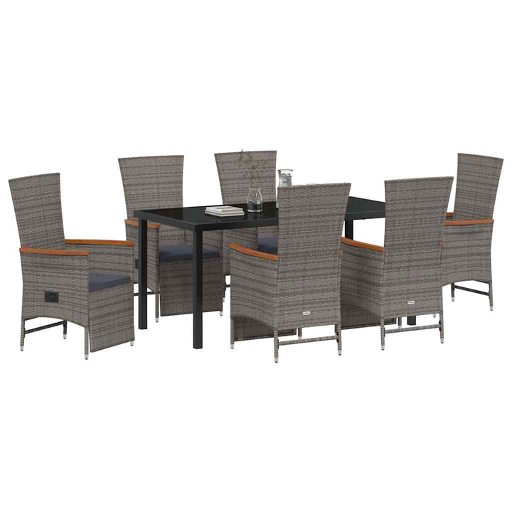 Have Spisebordssæt med pude 7 pcs Grå polyrattan
