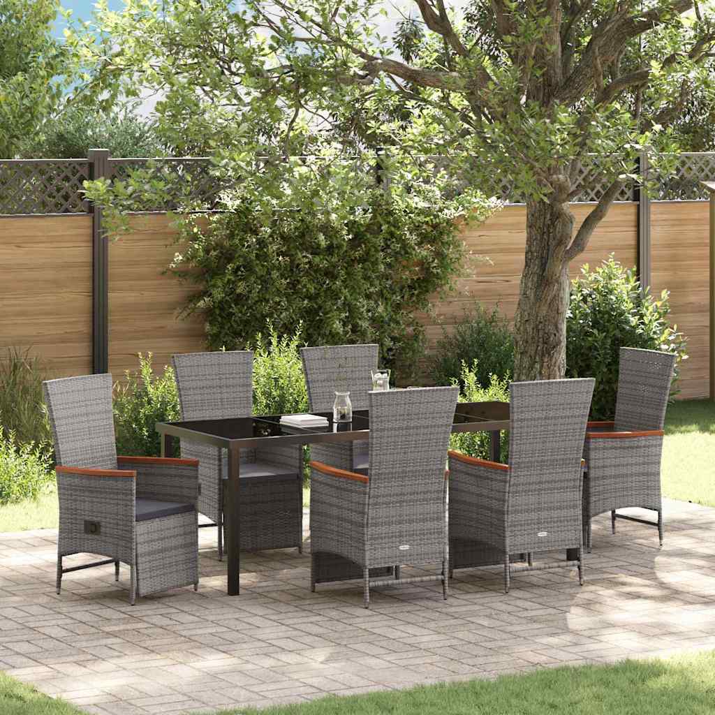Have Spisebordssæt med pude 7 pcs Grå polyrattan