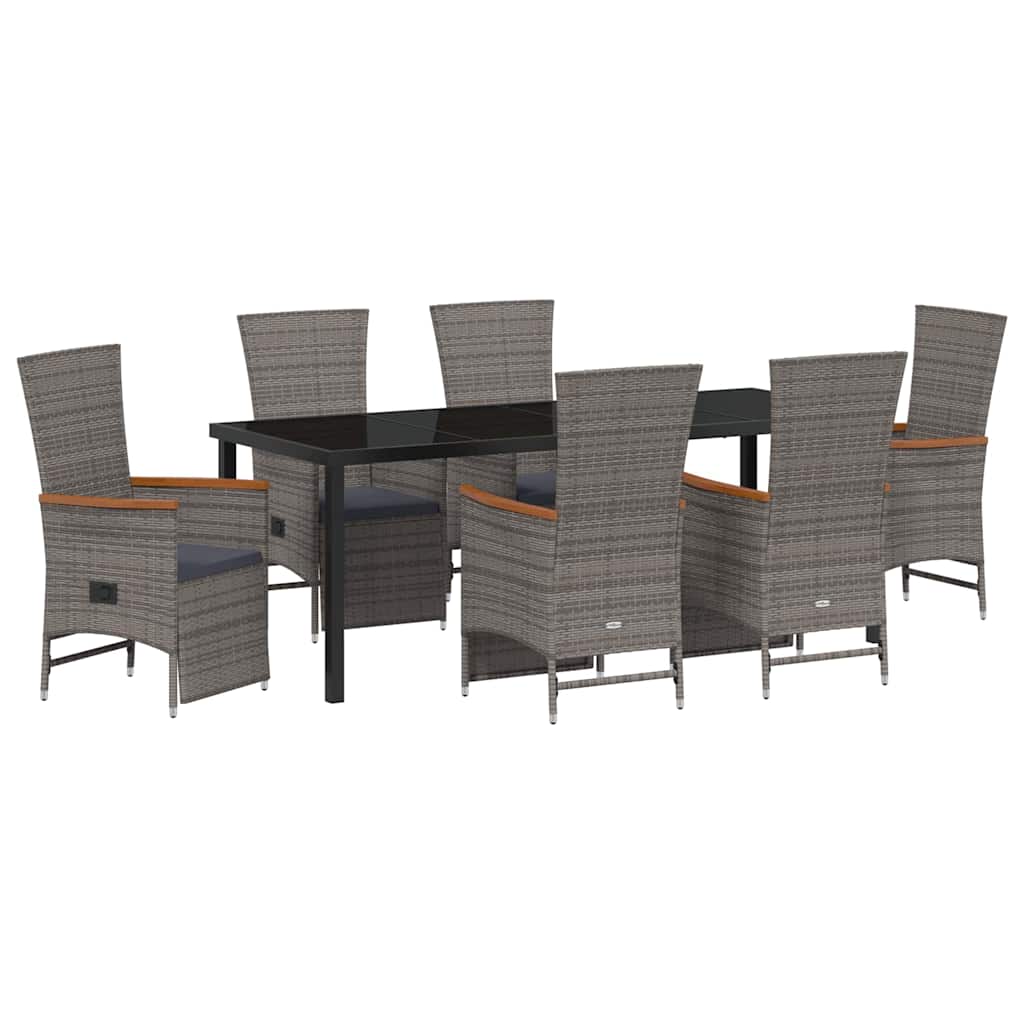Have Spisebordssæt med pude 7 pcs Grå polyrattan