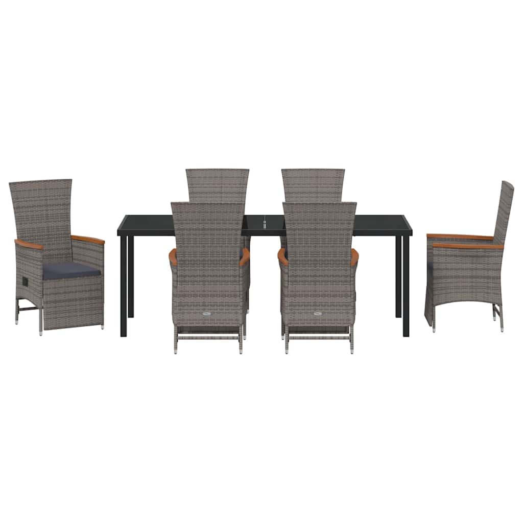 Have Spisebordssæt med pude 7 pcs Grå polyrattan