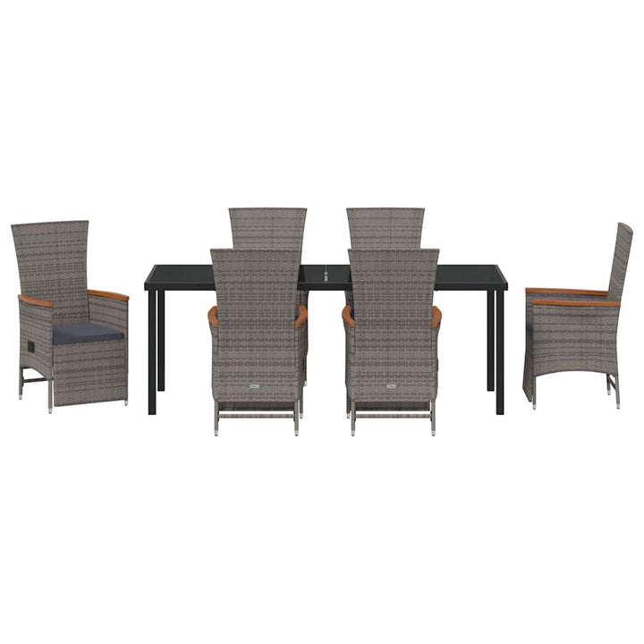 Have Spisebordssæt med pude 7 pcs Grå polyrattan
