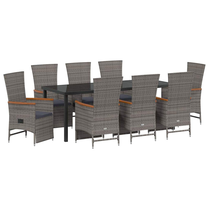 Have Spisebordssæt med pude 9 pcs Grå polyrattan