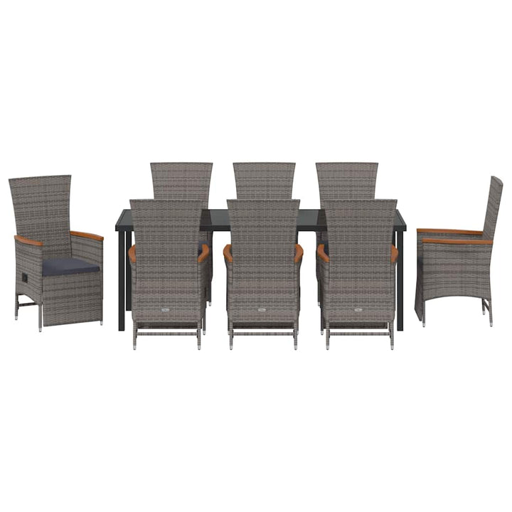 Have Spisebordssæt med pude 9 pcs Grå polyrattan