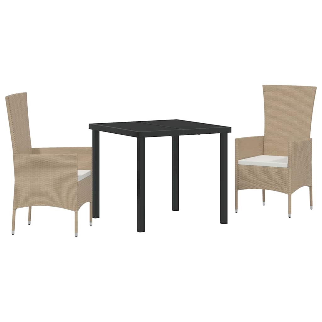 Have Spisebordssæt med pude 3 pcs Beige polyrattan