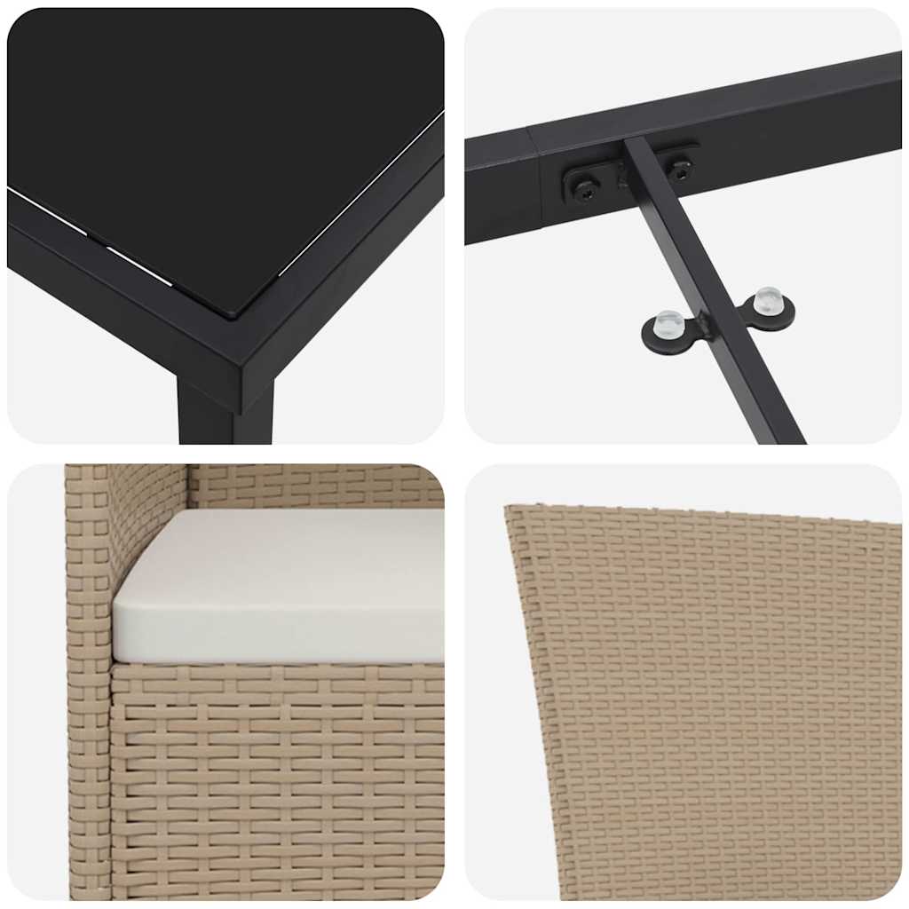 Have Spisebordssæt med pude 5 pcs Beige polyrattan