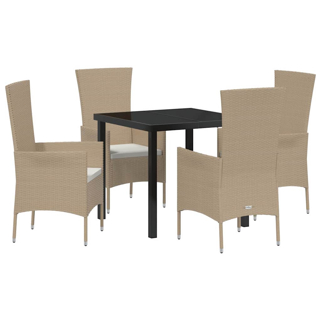Have Spisebordssæt med pude 5 pcs Beige polyrattan
