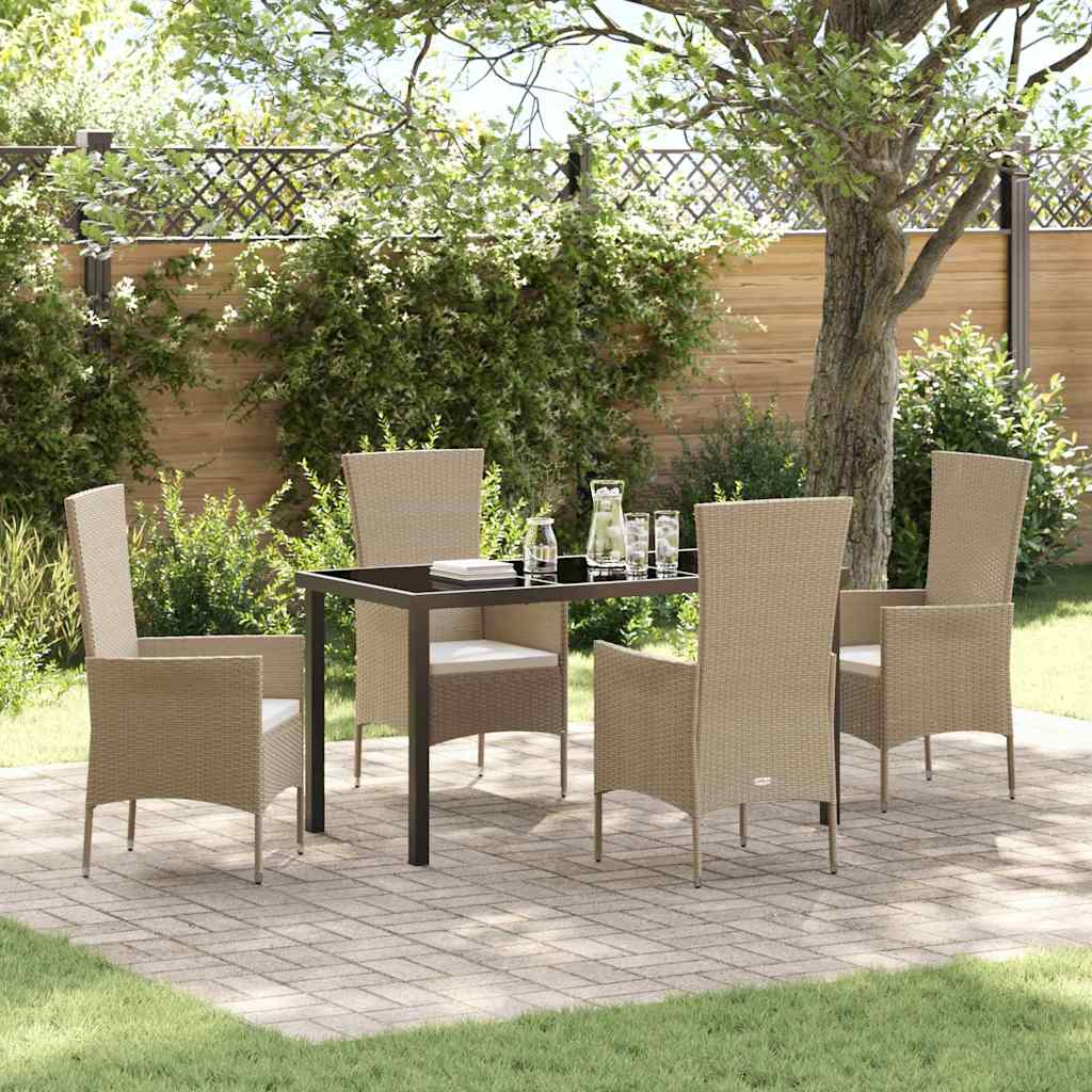 Have Spisebordssæt med pude 5 pcs Beige polyrattan