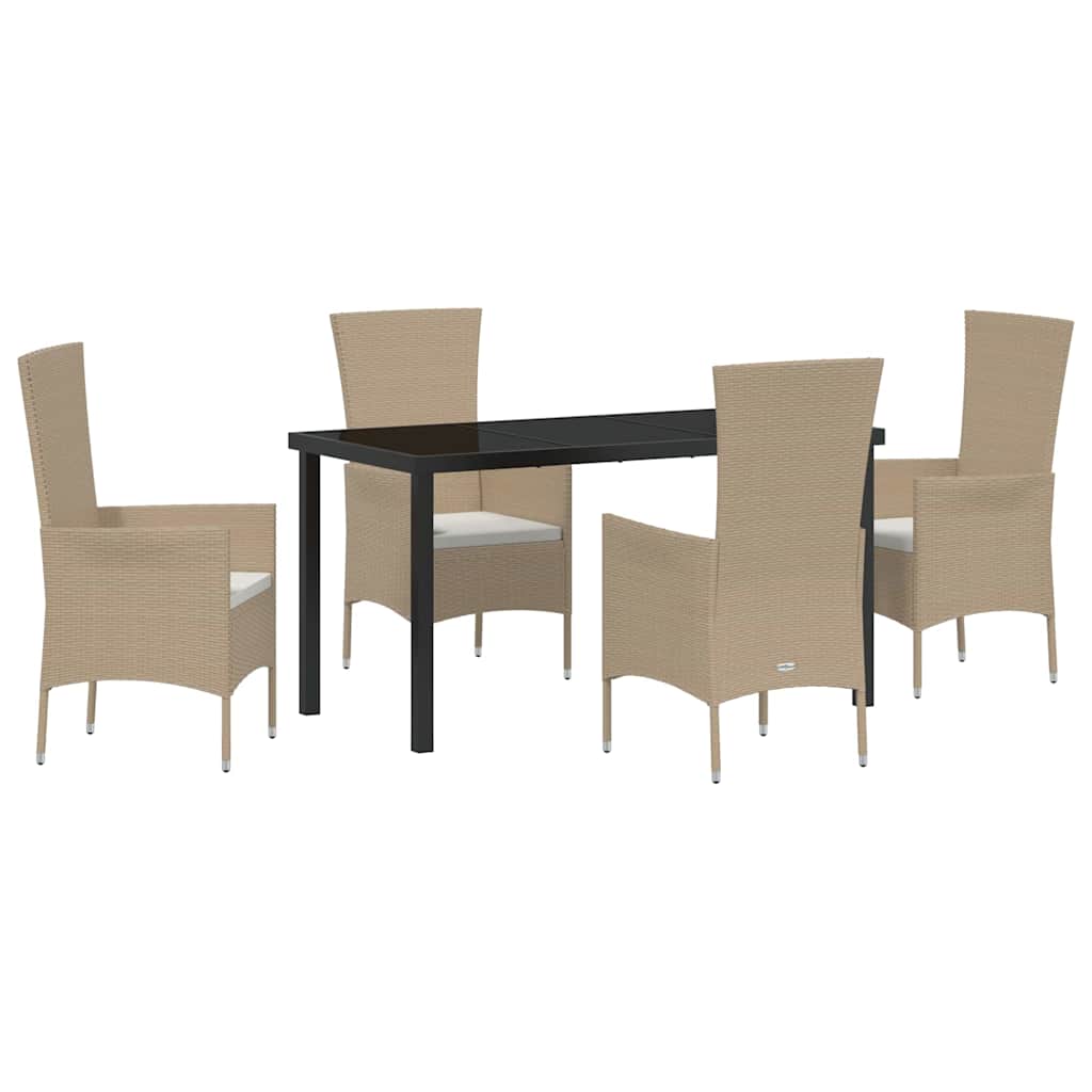 Have Spisebordssæt med pude 5 pcs Beige polyrattan