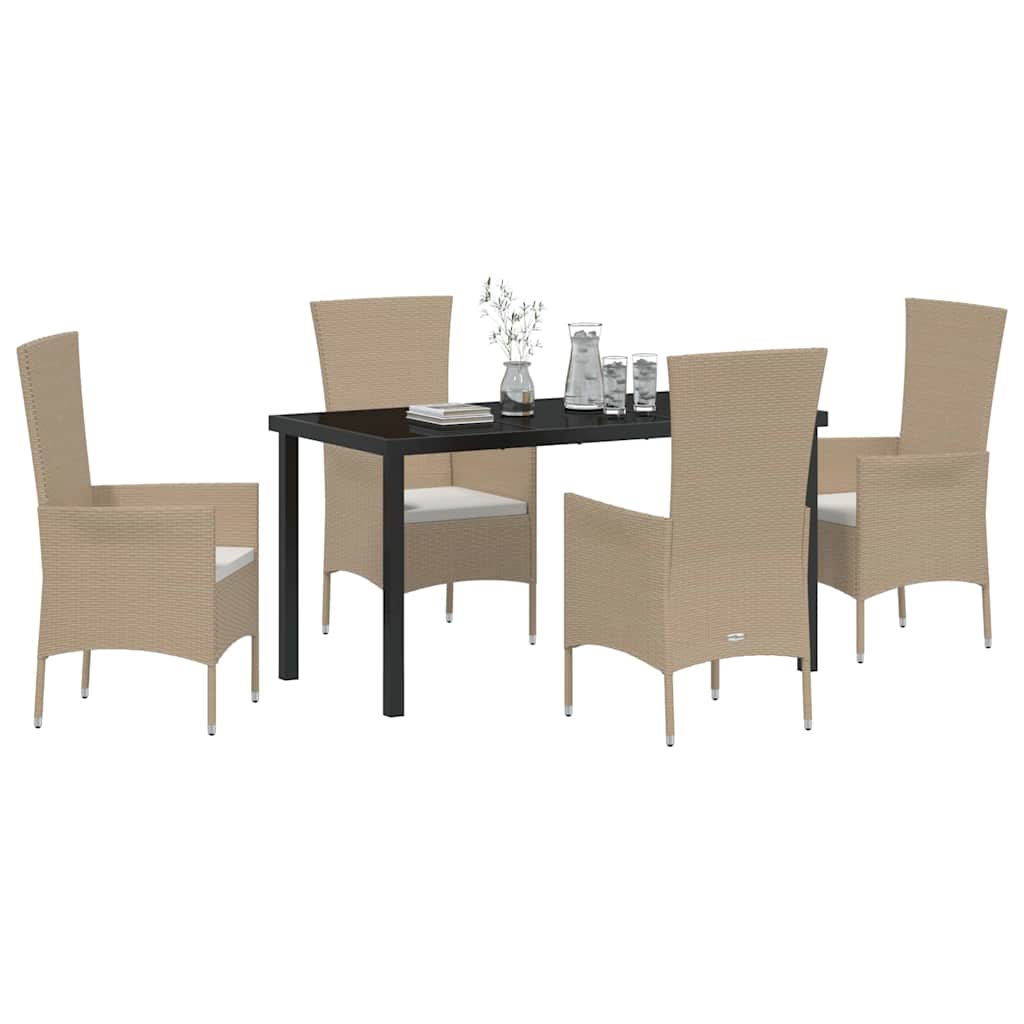 Have Spisebordssæt med pude 5 pcs Beige polyrattan