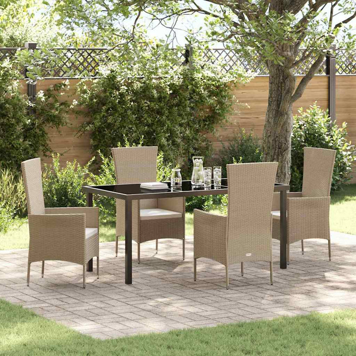 Have Spisebordssæt med pude 5 pcs Beige polyrattan