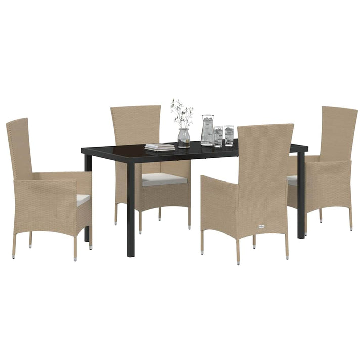 Have Spisebordssæt med pude 5 pcs Beige polyrattan