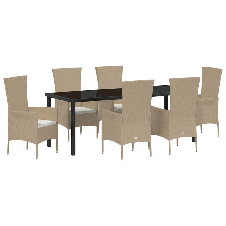 Have Spisebordssæt med pude 7 pcs Beige polyrattan