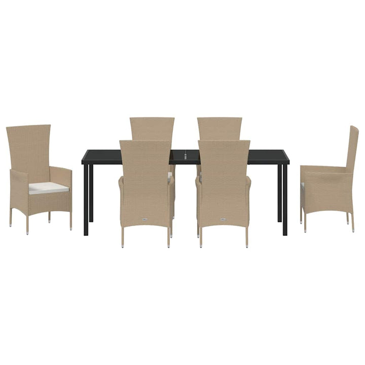 Have Spisebordssæt med pude 7 pcs Beige polyrattan
