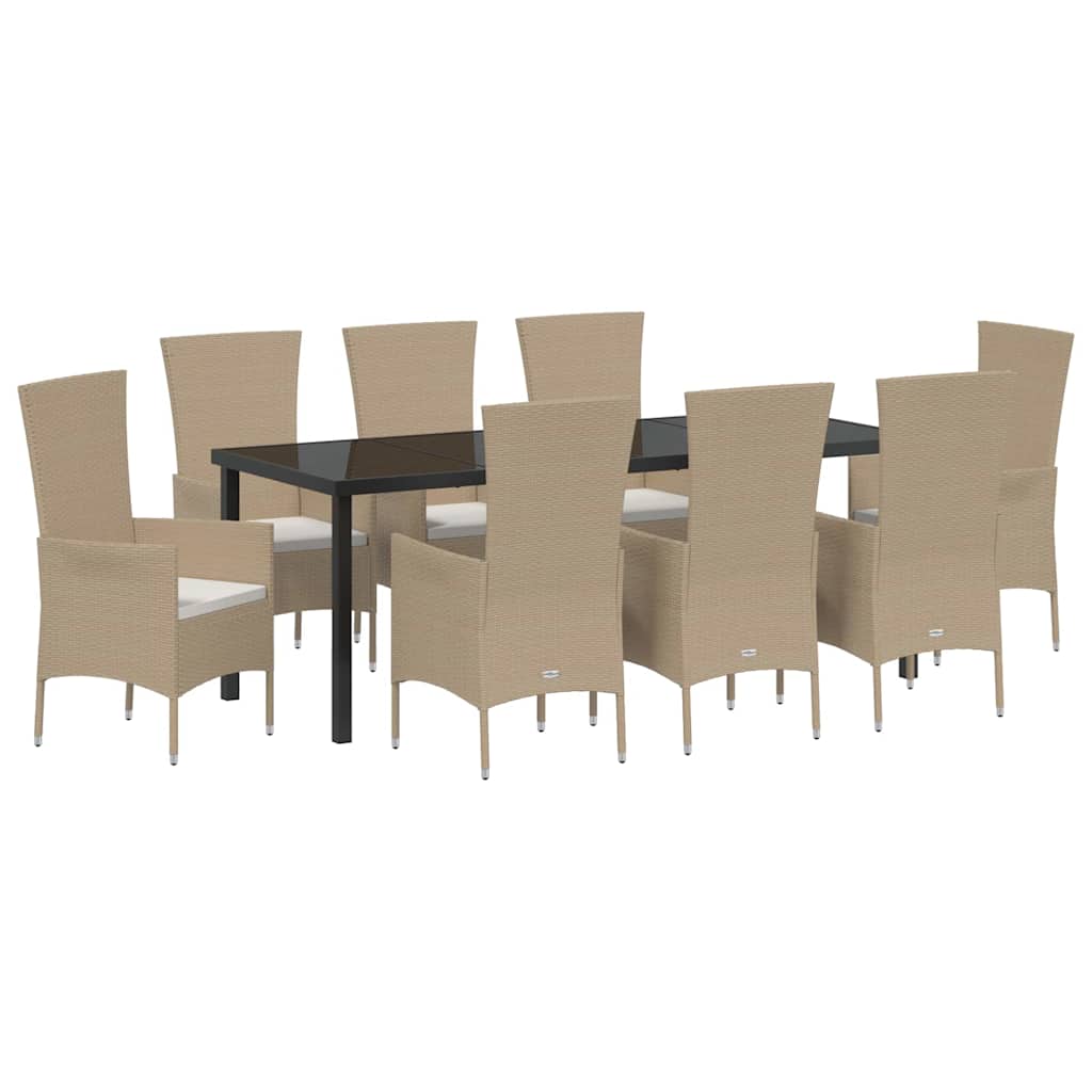 Have Spisebordssæt med pude 9 pcs Beige polyrattan