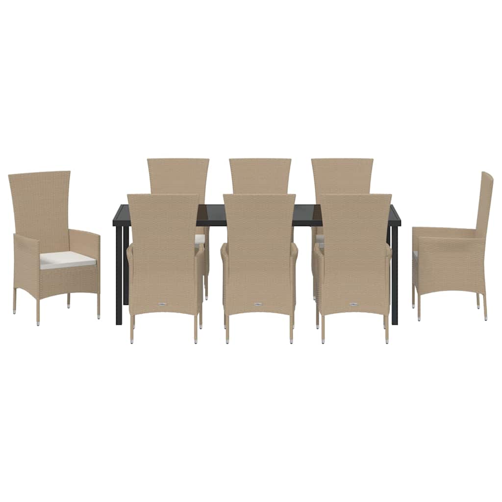 Have Spisebordssæt med pude 9 pcs Beige polyrattan