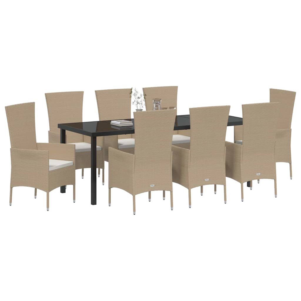 Have Spisebordssæt med pude 9 pcs Beige polyrattan