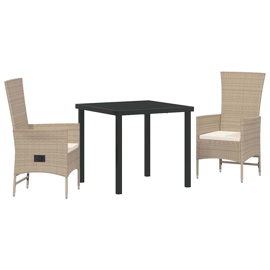 Have Spisebordssæt med pude 3 pcs Beige polyrattan
